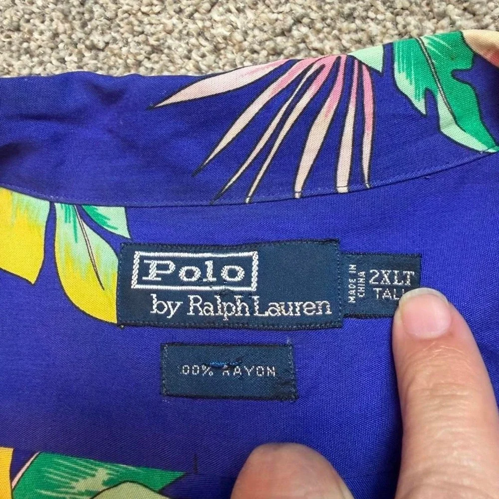 Vintage Polo Ralph Lauren Hawaiian Rayon floral button shirt size 2XL Tall
